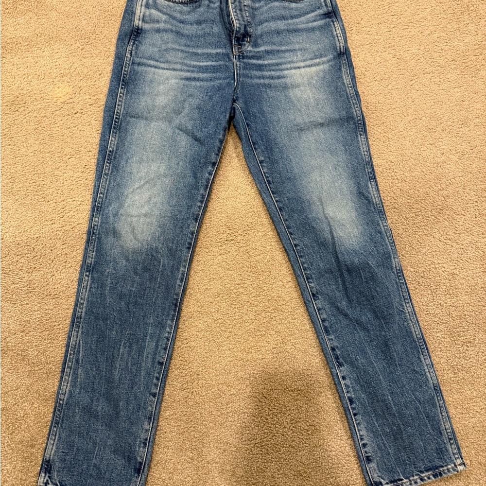 High Rise Blue Jeans with Vintage Fading